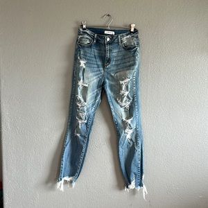 Cello Destroyed Shark Bite Hem Skinny Jeans